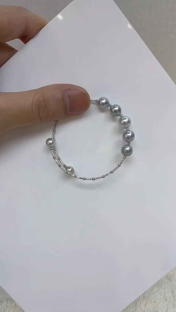 银S925镶嵌海水珍珠手镯
