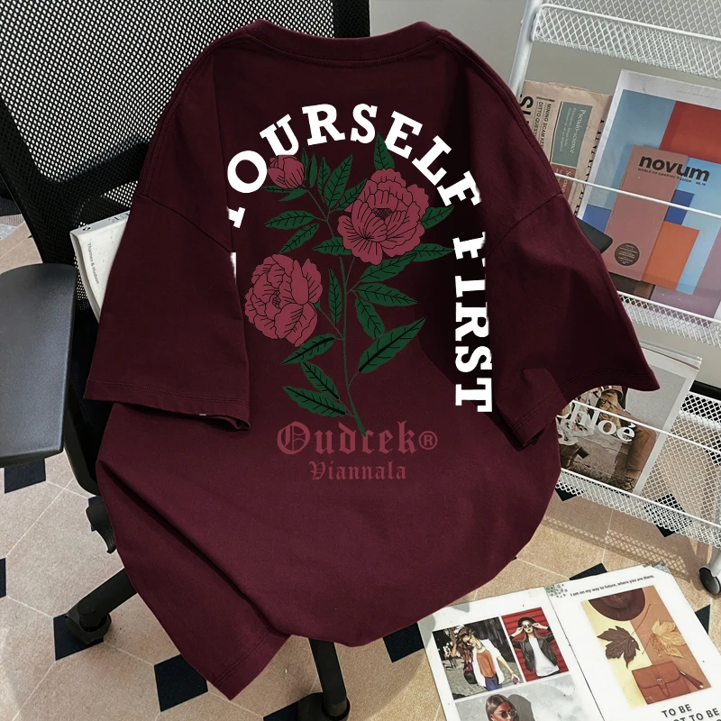 100%纯棉重磅潮牌oversize休闲百搭街头风短袖T恤美式青少年个性