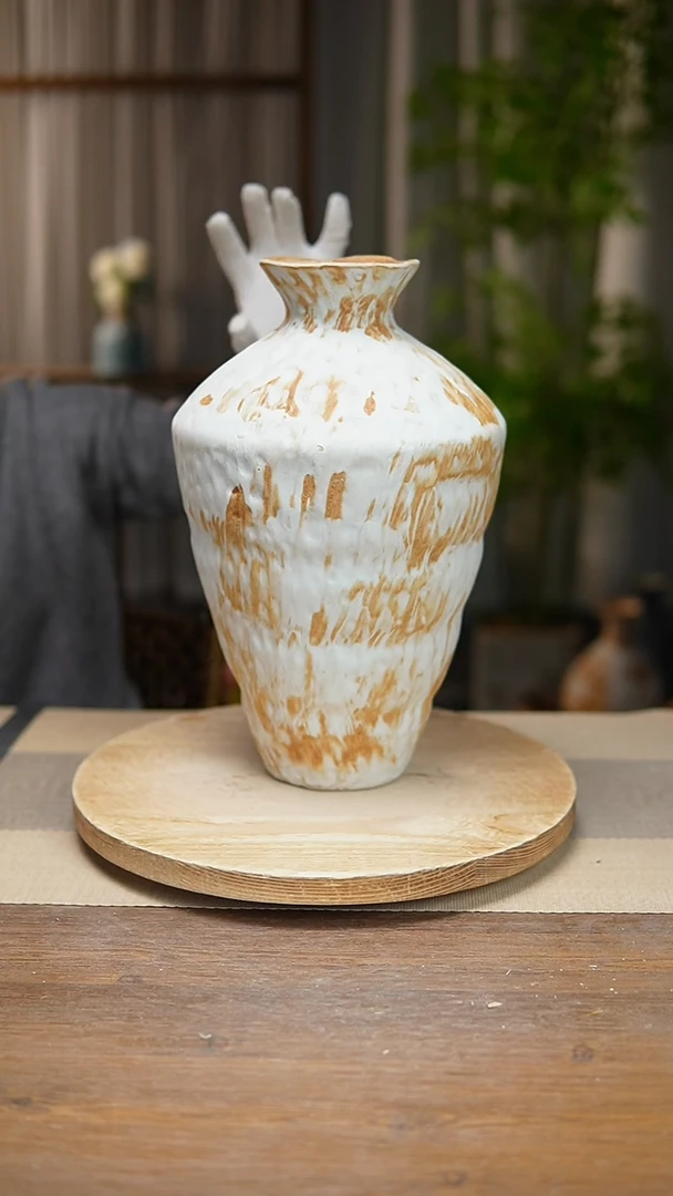 【闪购商品】陶瓷  花器诧寂黄高脚