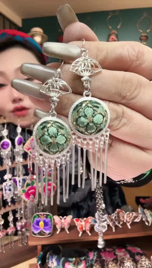 刺绣纯手工民族风刺绣耳环