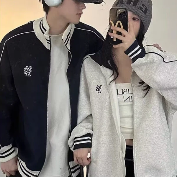 情侣装卫衣外套男女开衫拉链2025新款韩版宽松潮牌高级感连帽卫衣