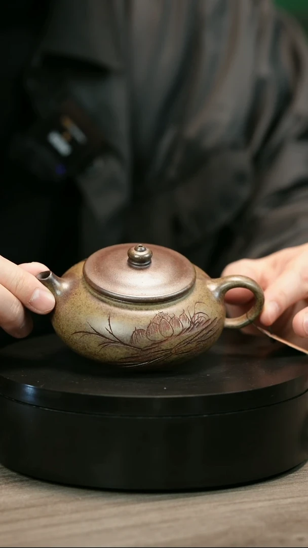 茶壶紫砂鑫H2028李琴柴烧莲花寒江