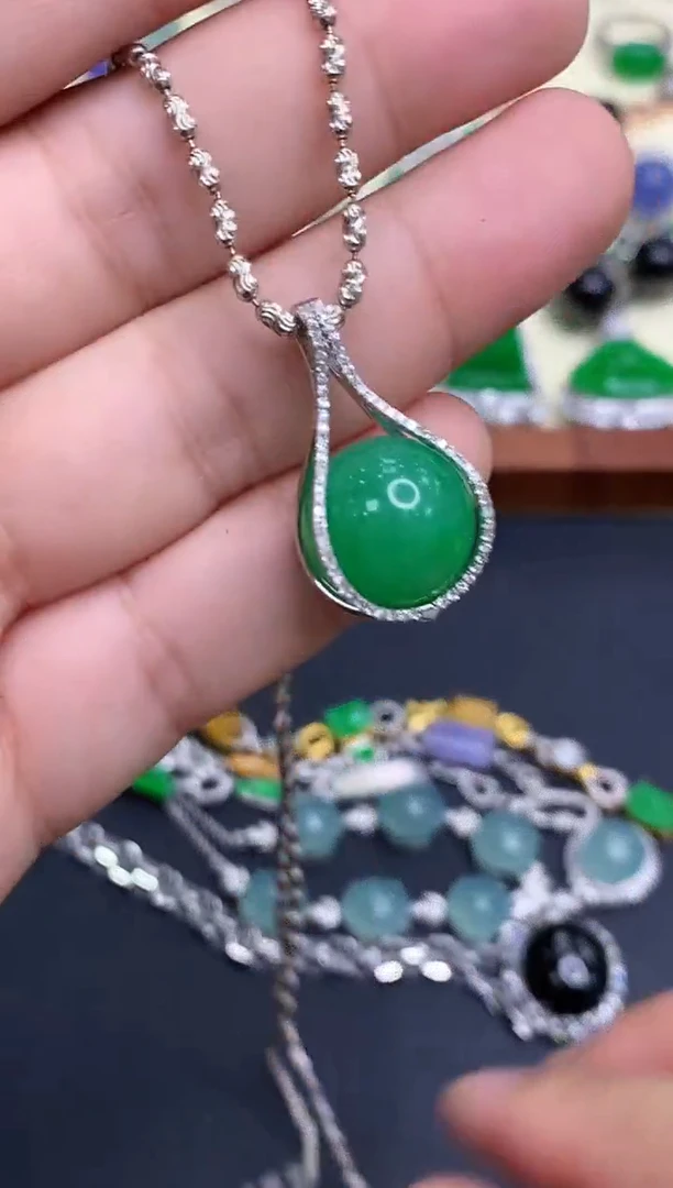 吊坠(不含链)18K金镶嵌翡翠519-中国好珍宝