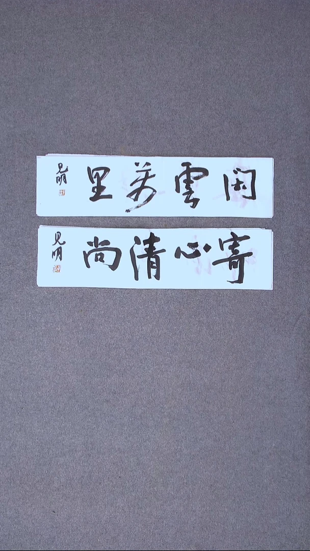 书法花建明 河北69*17*2一平尺两张四字