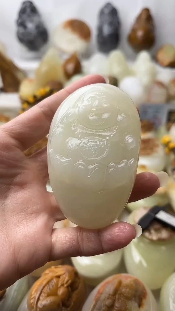 石材古青石棉纹正常不退换弥勒佛微瑕