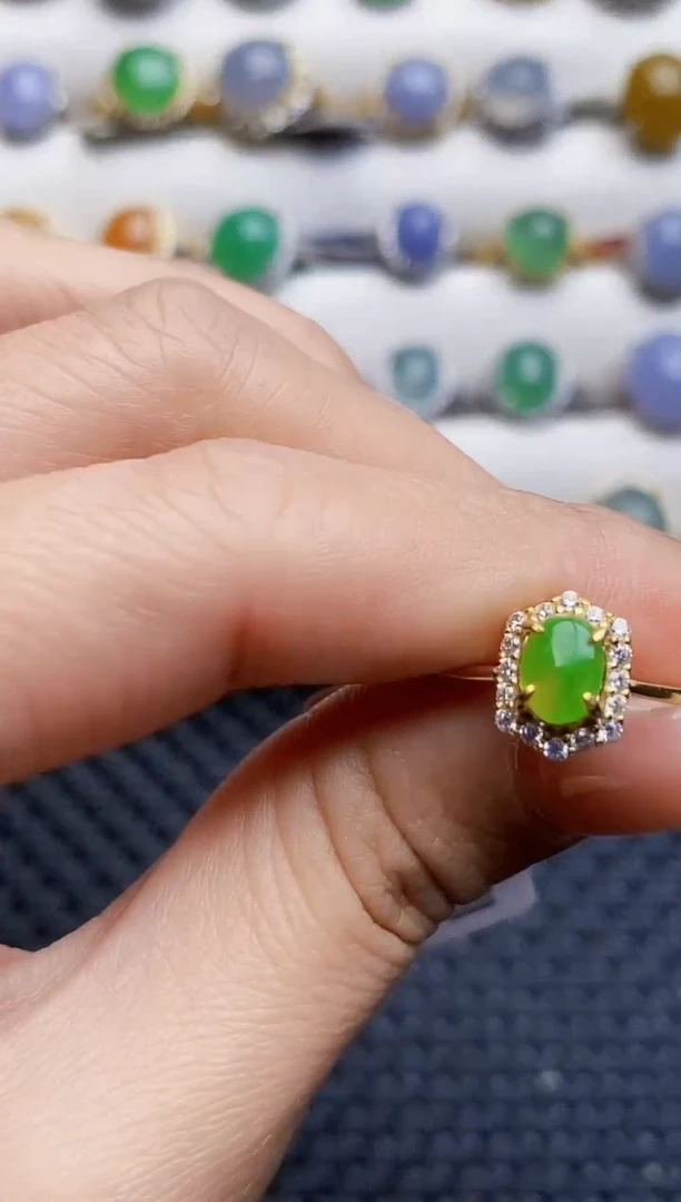 银S925镶嵌戒指翡翠2035