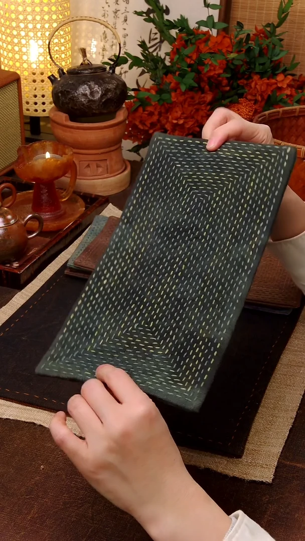 Cici手作刺子绣柿染壶垫杯垫-725