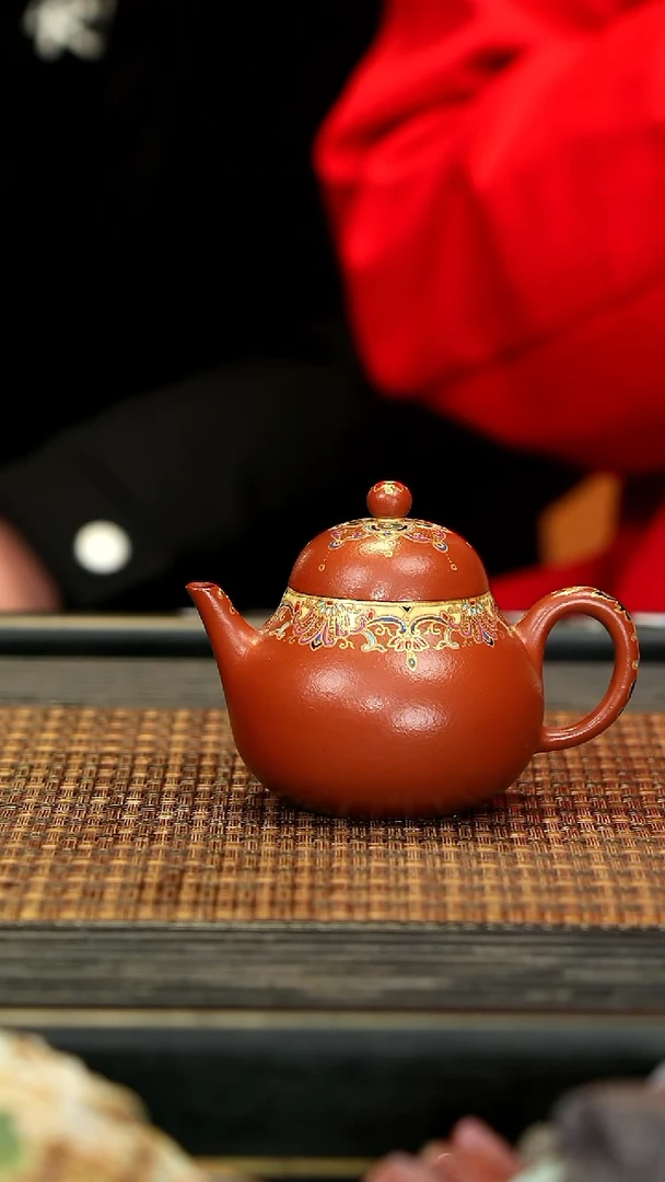 【闪购商品】紫砂茶壶HZ16梨形 宝相珐琅