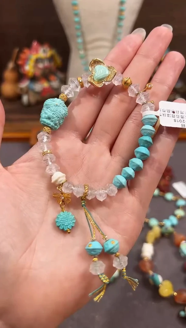 水晶手链18K金镶嵌白水晶手链