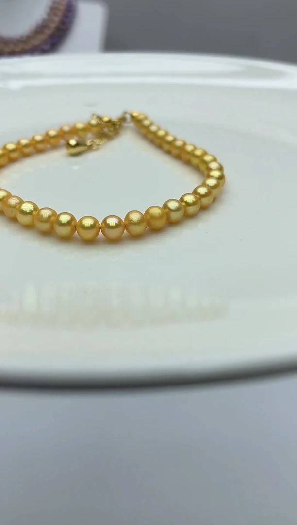 未镶嵌手链淡水珍珠黄色系小米手链