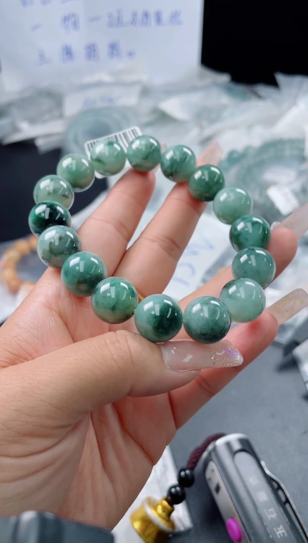 未镶嵌定制翡翠珠串13.7