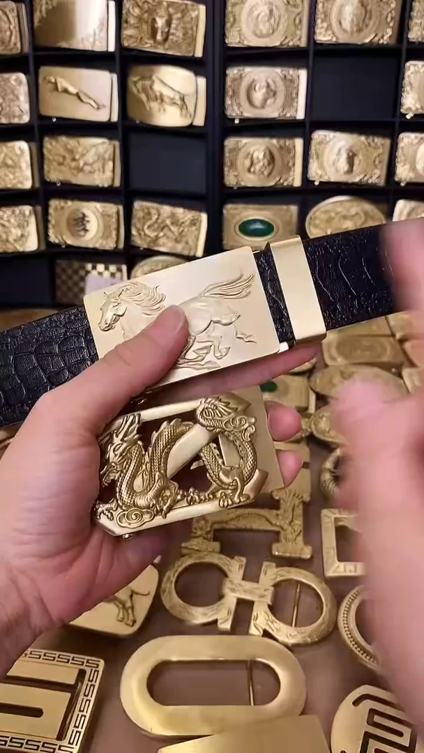 皮带皮带扣头男士自动扣头纯铜腰带卡扣裤带骏马高档皮带皮带扣