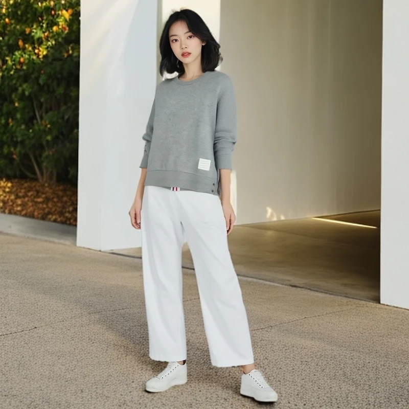 99新 THOMBROWNE 卫衣/后背三色条纹圆领套头长袖/1码/0001398