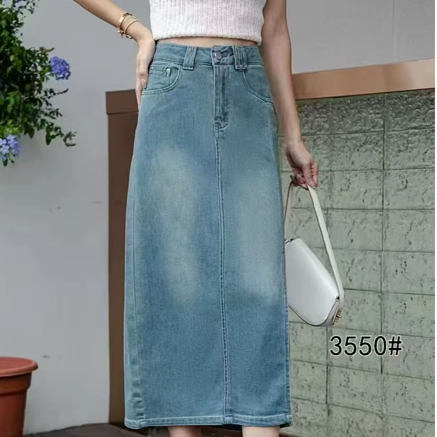 3550#(裙长76）2025夏女款a字裙牛仔半身裙牛仔裙高腰牛仔半身裙