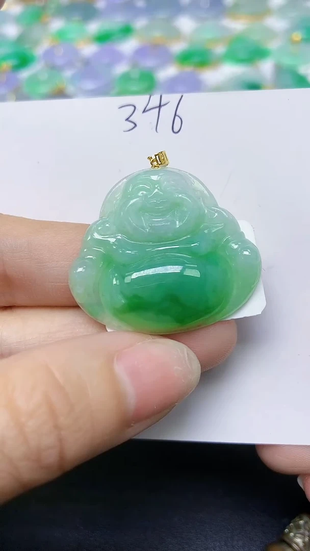 翡翠18K金镶嵌颈饰 天然缅甸翡翠A货