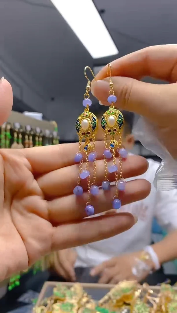 翡翠合金耳饰092翡翠耳钩