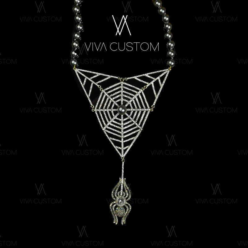 铜合金合成锆石项链 （精工系列）经典宫廷风蜘蛛项链