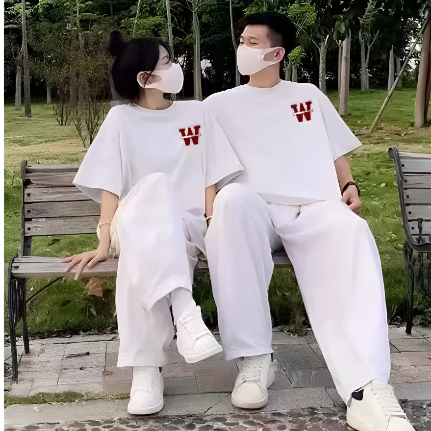 【高品质】情侣韩版潮流时尚重磅纯棉短袖宽松显瘦百搭休闲圆领T恤