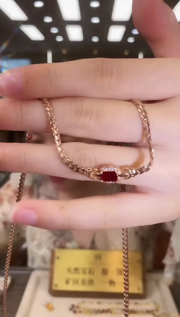 银S925镶嵌项链红宝石雲***?09