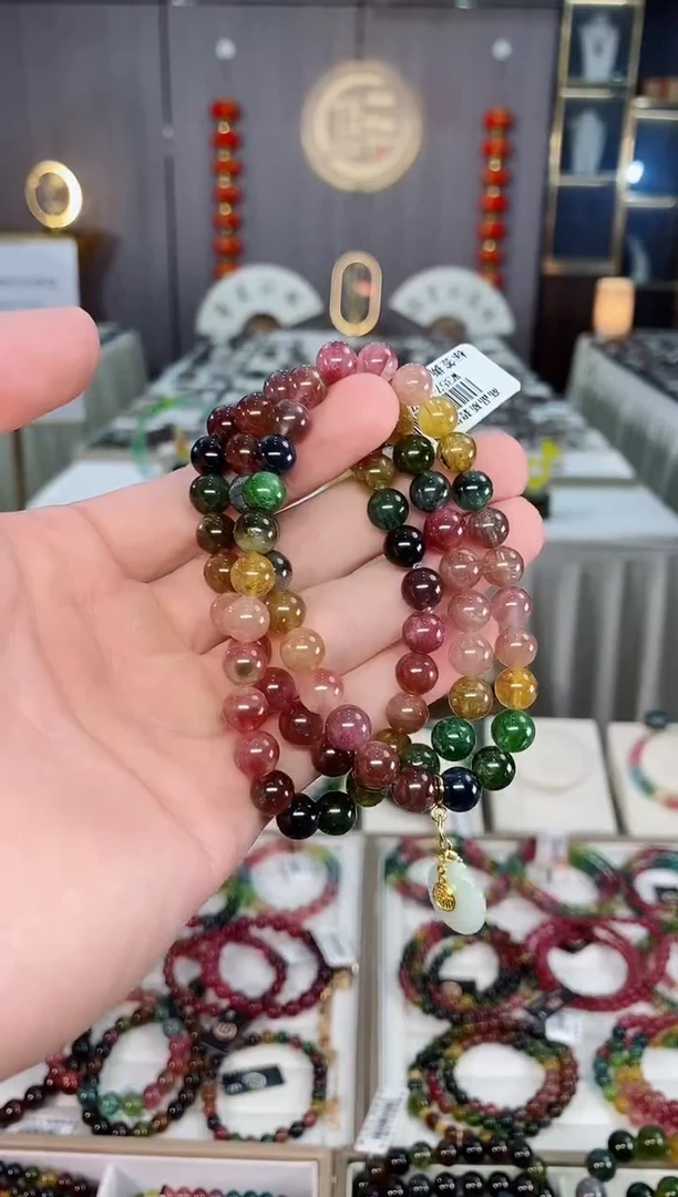 未镶嵌老矿色标碧玺三圈手串7mm+碧玺xion多样性发一条