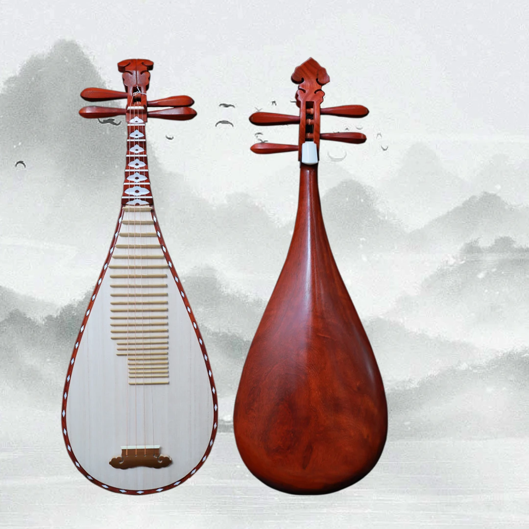 【3003】青年花梨木贝雕凤尾琵琶