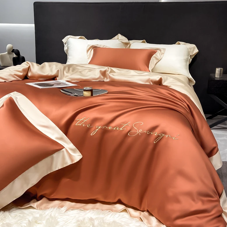 高级感A类兰精天丝四件套夏季凉感被套裸睡床单简约轻奢床上用品