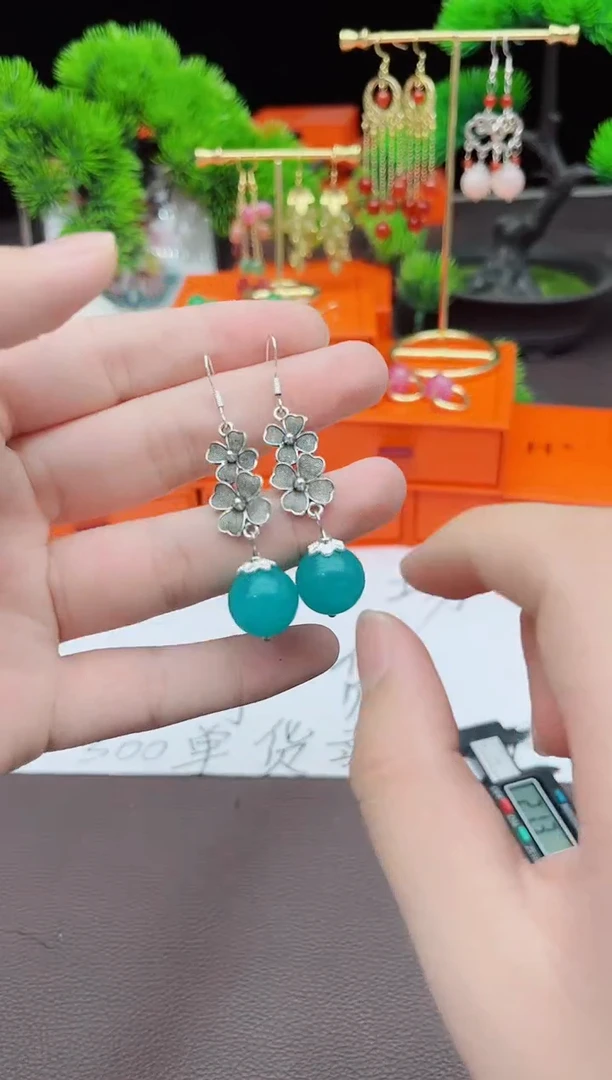 【闪购商品】玛瑙/玉髓耳钉银S925镶嵌111000