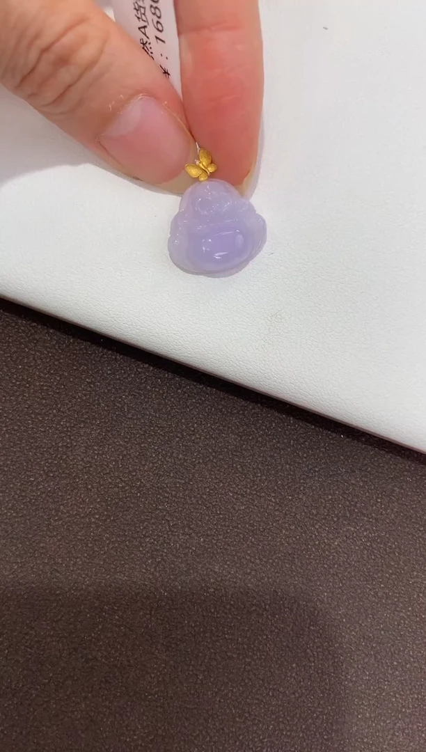 翡翠18K金镶嵌颈饰天然缅甸a货翡翠