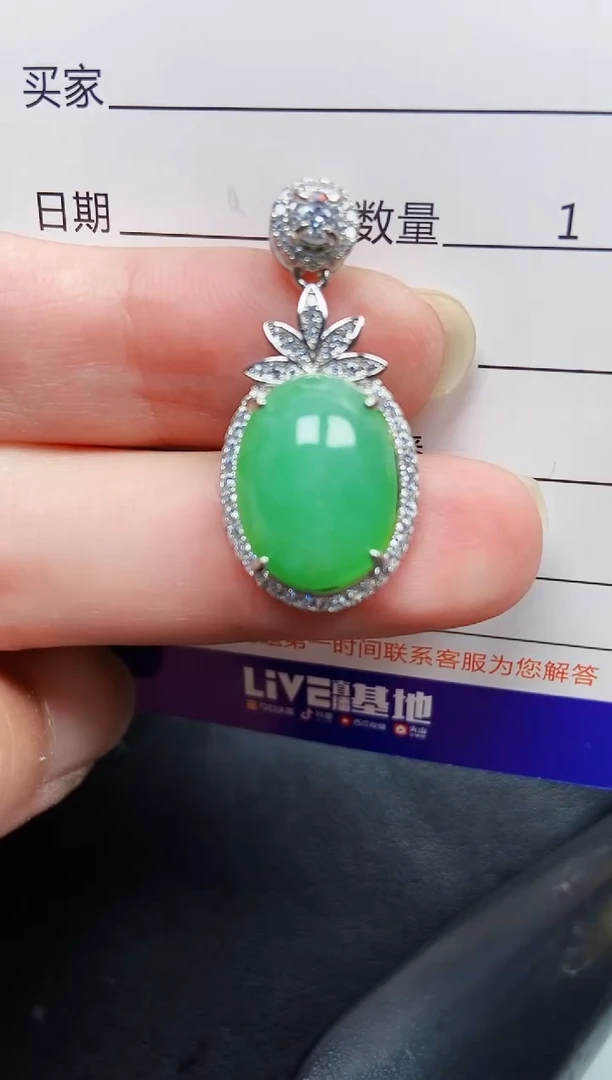 翡翠银S925镶嵌颈饰9645