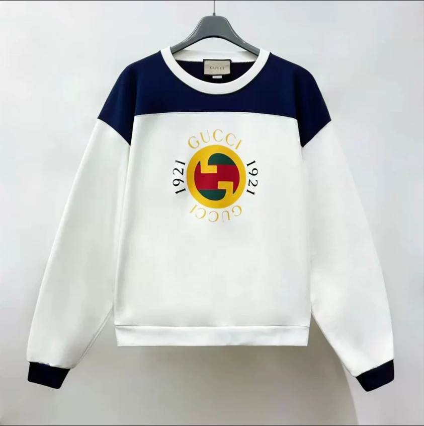 未使用 GUCCI/古驰 秋冬 蓝白撞色胸前字母印花卫衣 756663