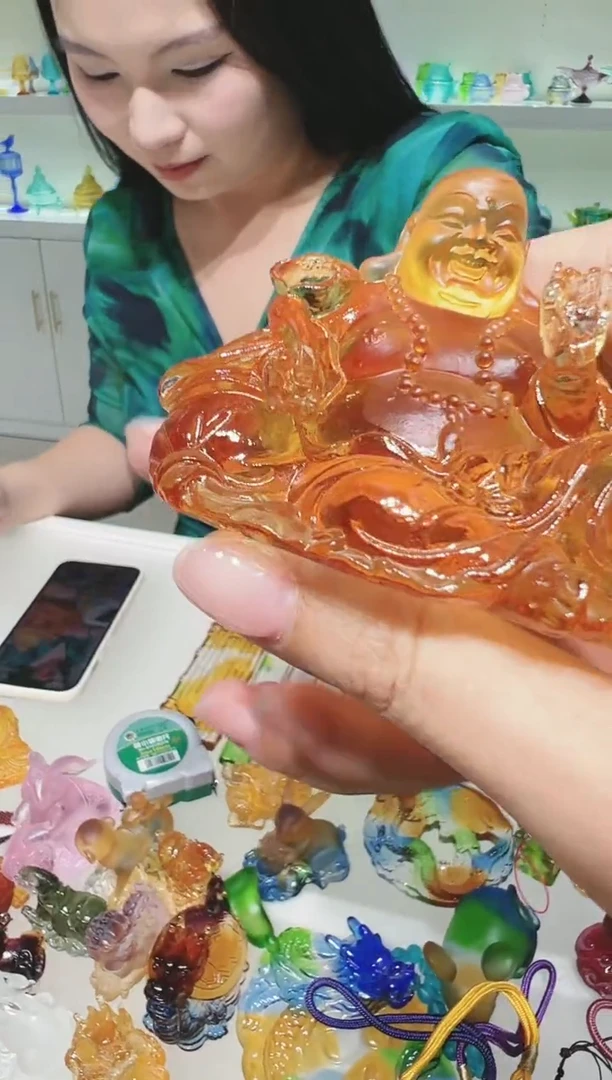手工艺品琉璃古法琉璃弥勒