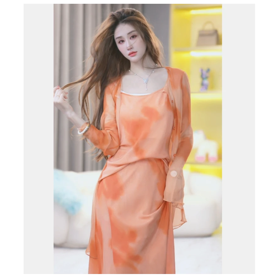 【老板娘衣橱】气质重磅桑蚕丝夏季新款印花轻奢三件套 250284