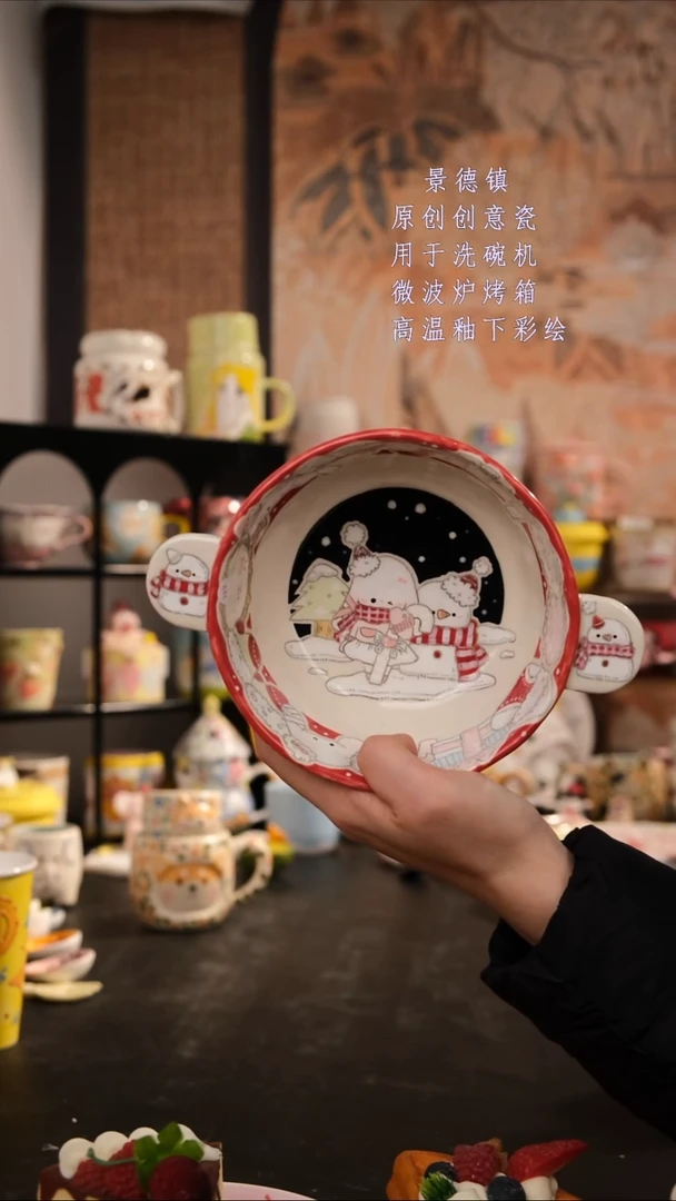 摆件陶旺得可以陶瓷手工手绘设计师款