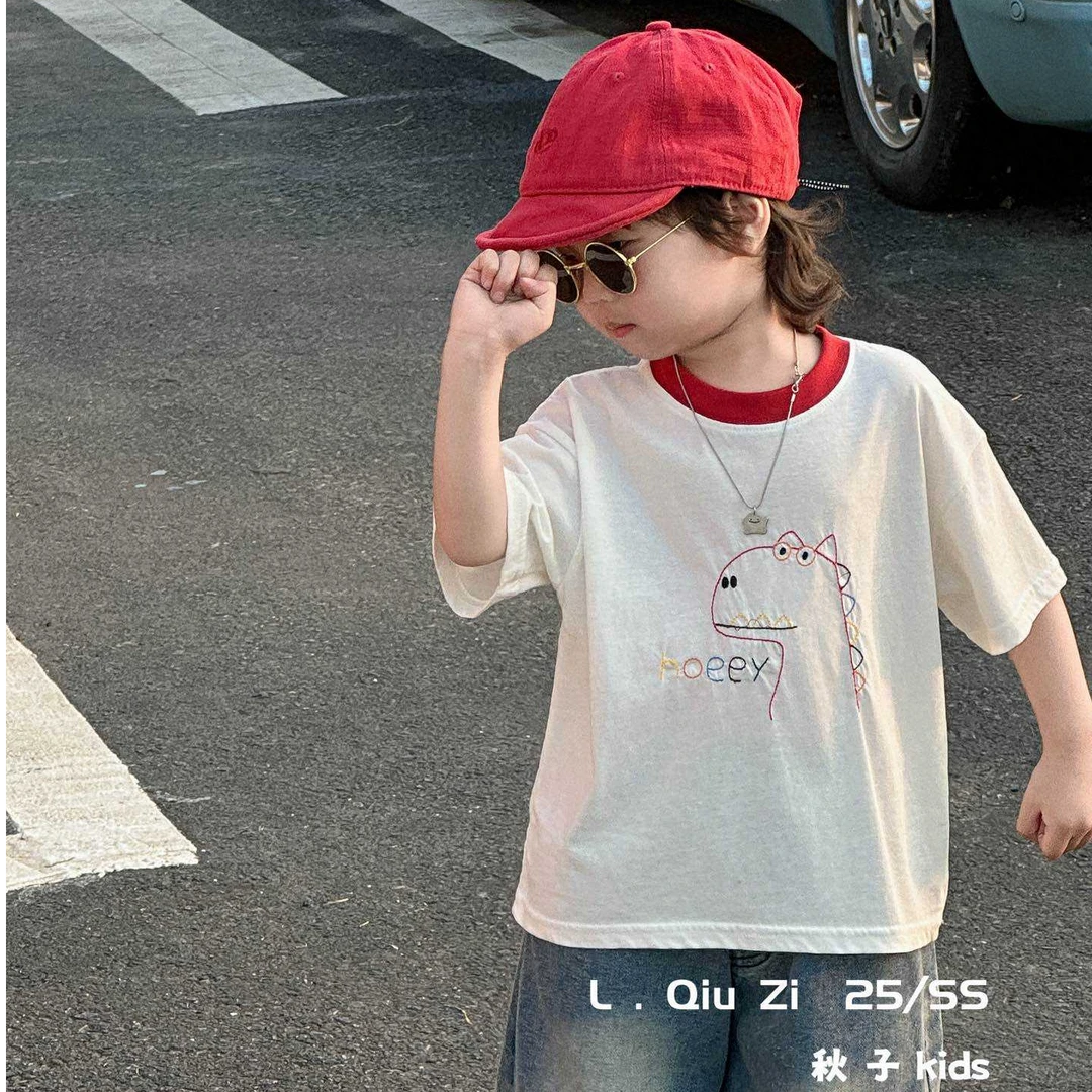 2025男童纯棉短袖恐龙T恤夏装夏季童装宝宝洋气上衣男孩帅气