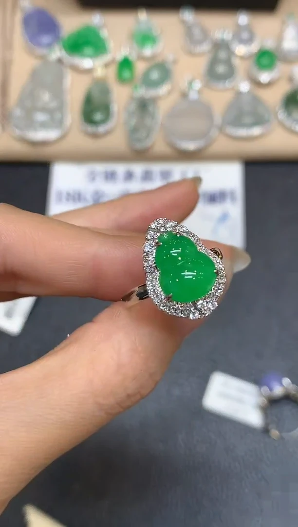 18K金镶嵌戒指翡翠【无服务费两用款