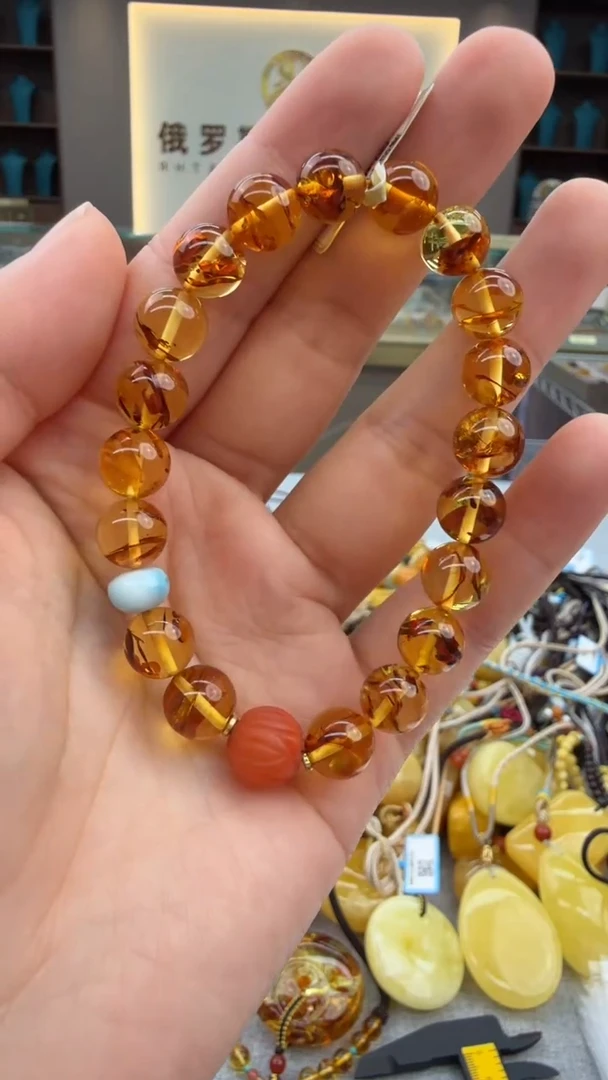 手链琥珀未镶嵌66秒拍号 假一罚三