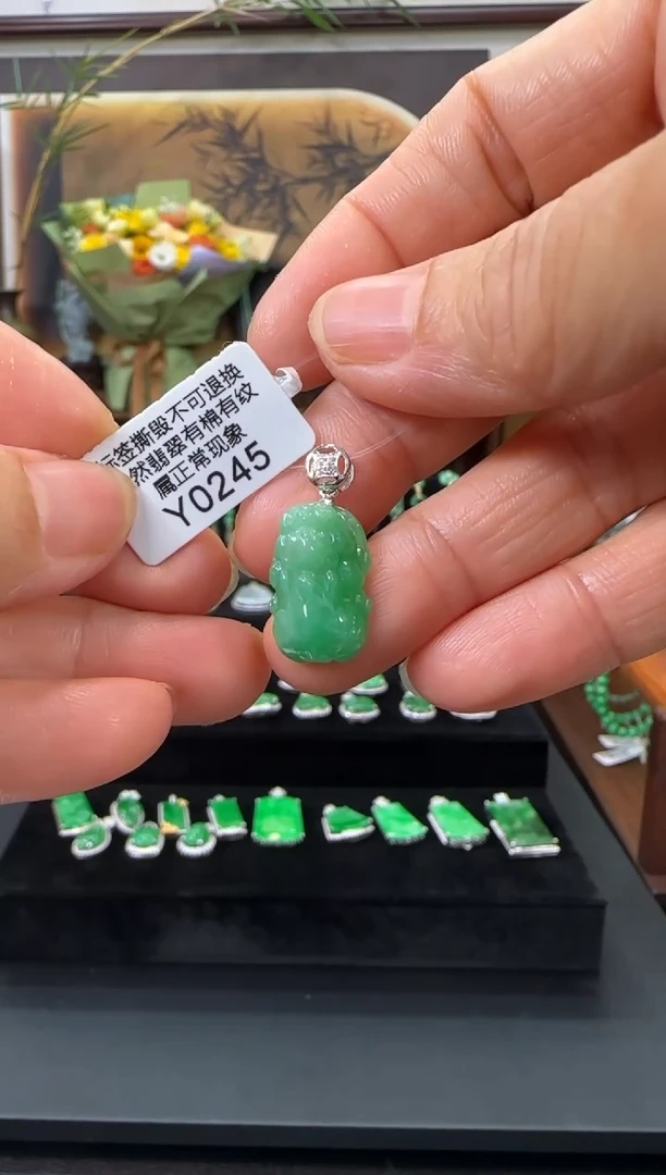 翡翠18K金镶嵌颈饰Y0245貔貅