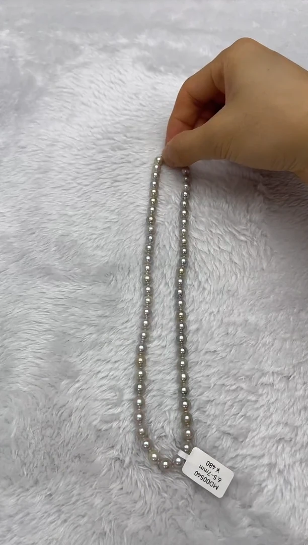 项链银S925镶嵌海水珍珠AK真多麻6.5-7mm