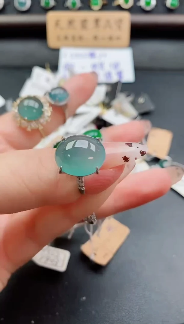 银S925镶嵌戒指翡翠1