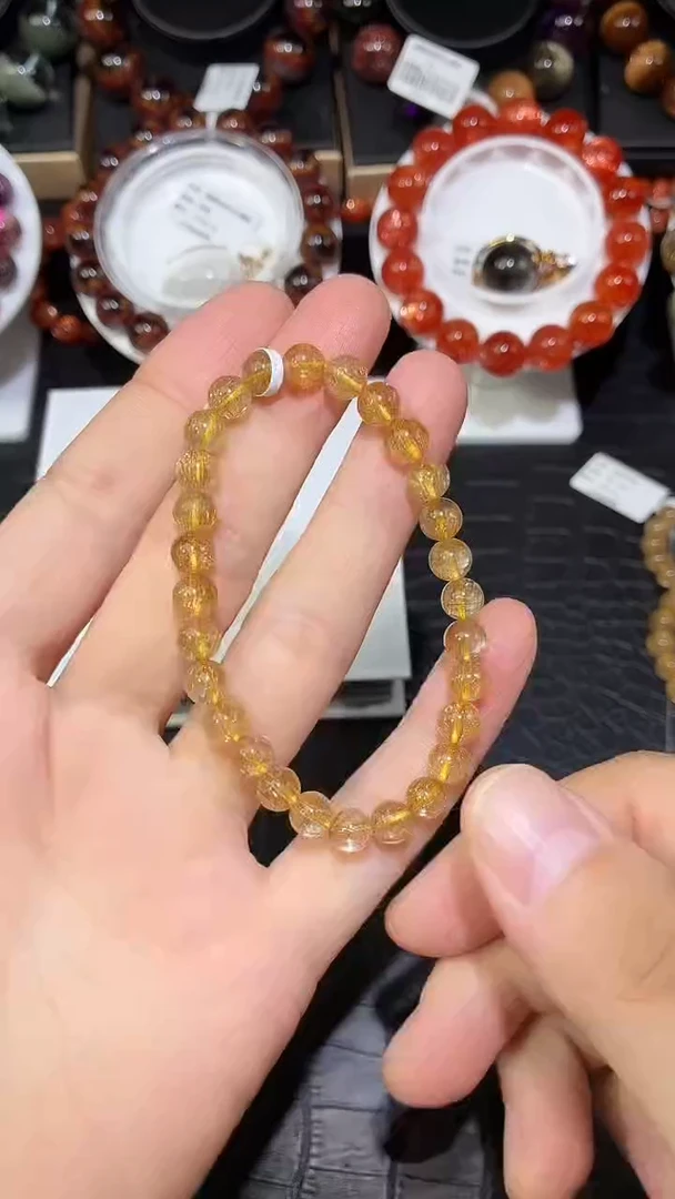 未镶嵌手链水晶再***钟金发晶单圈手链