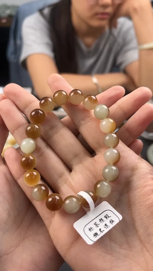 未镶嵌手串和田玉且末金山糖白手串卡10微色差