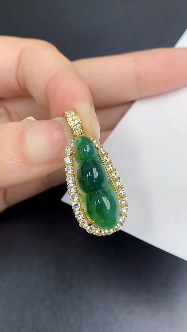 颈饰银S925镶嵌翡翠天然缅甸A货百元以上9元证书费自理