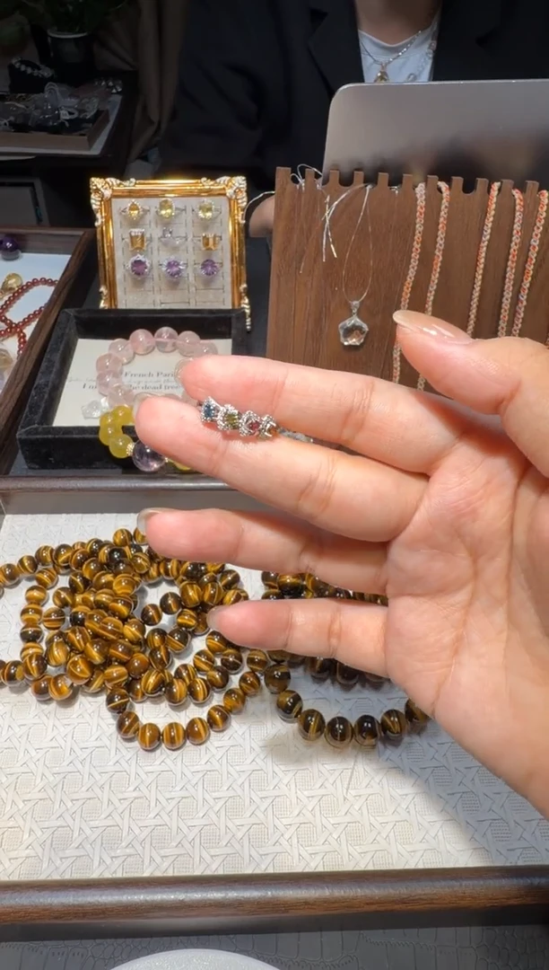 银S925镶嵌戒指碧玺✘碧玺戒指