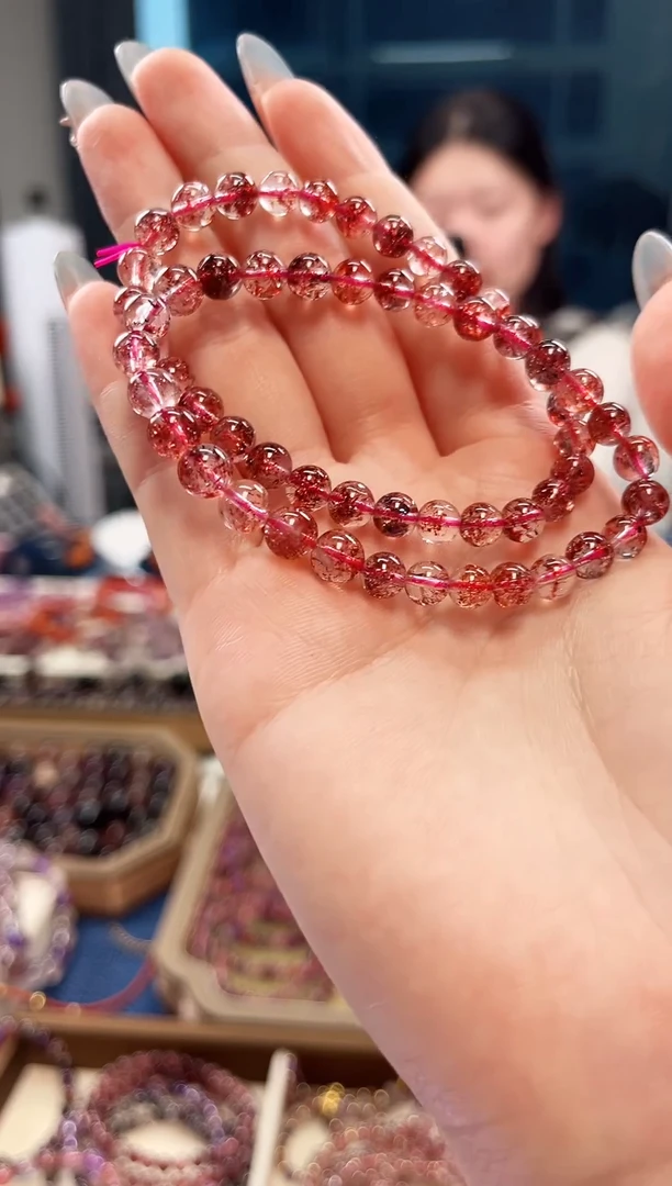 未镶嵌手串水晶金草莓超七单圈手串6mm【多样性发一】