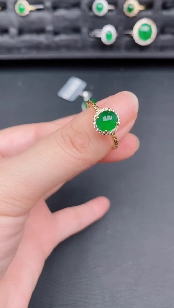 银S925镶嵌戒指翡翠天然a货翡翠231