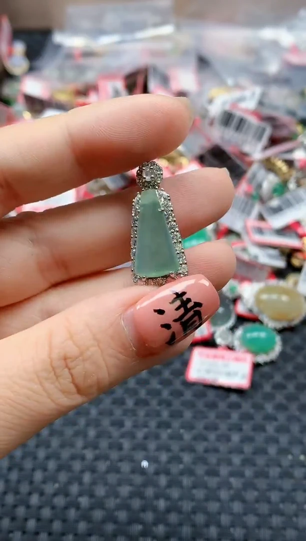 银S925镶嵌戒指翡翠天然A货缅甸翡翠