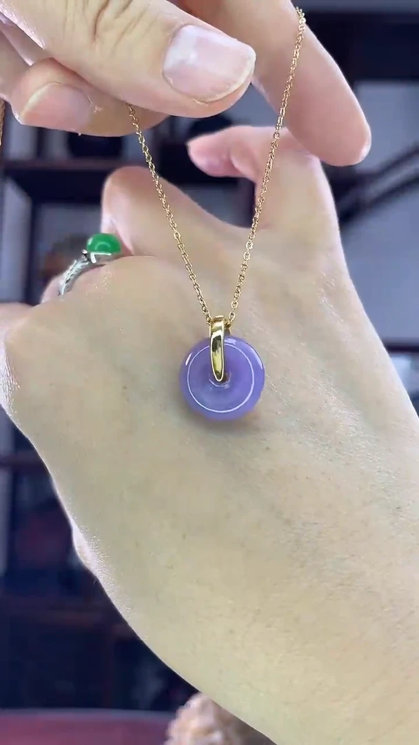 吊坠(赠链)未镶嵌翡翠D45紫翡平安扣