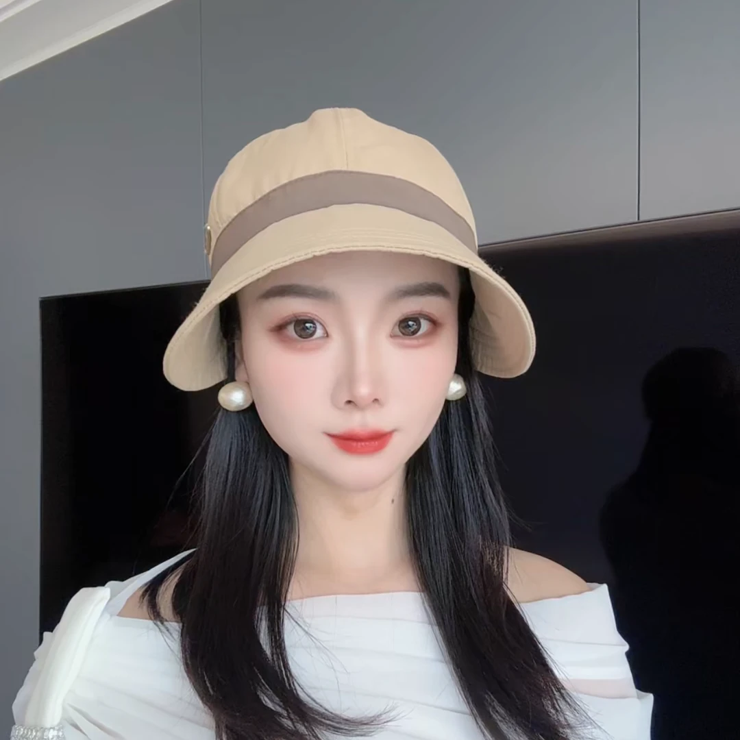 新款赫本风帽子女遮阳百搭休闲渔夫帽大头围鸭舌帽显脸小防晒帽潮