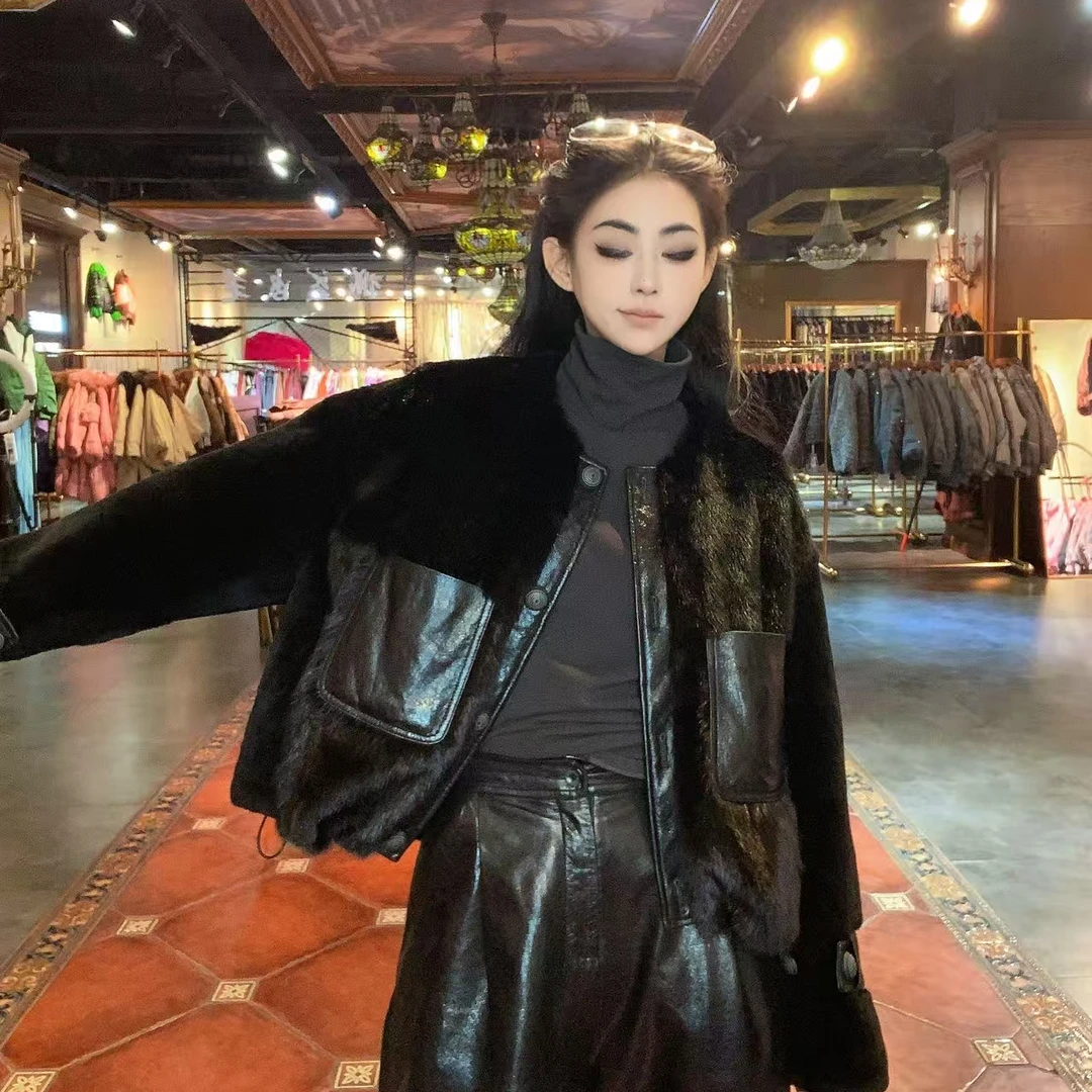 【CY】85795 2025新款松弛感皮毛一体水貂外套主推