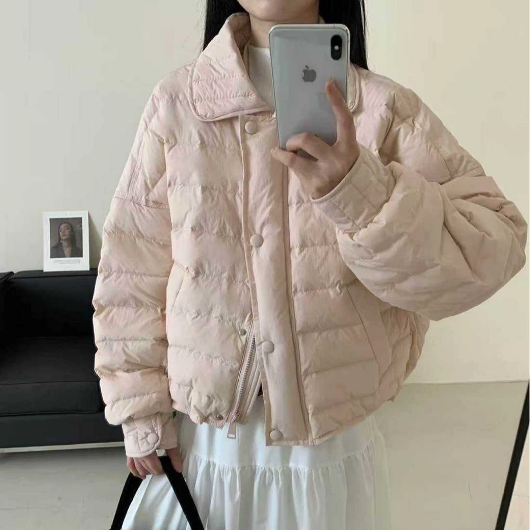 高级感韩版简约女装短款翻领保暖羽绒服外套时尚百搭2025新款秋冬